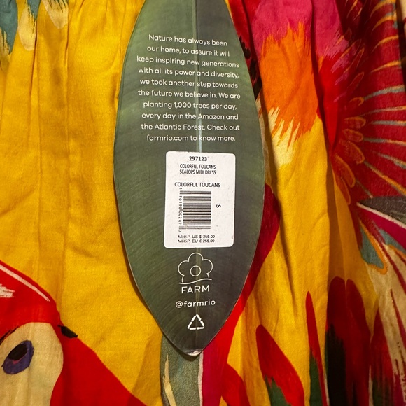 FARM RIO Colorful Toucans Scalloped Midi Dress - Picture 6 of 9